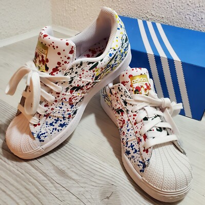 adidas Superstar Splashes, Splatter and Drips SZ 5 - White / Multicolored Paint