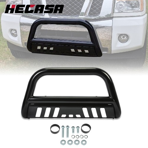 FOR 2004-2015 NISSAN TITAN/ARMADA BLACK BULL BAR PUSH BUMPER GRILLE GUARD+SKID