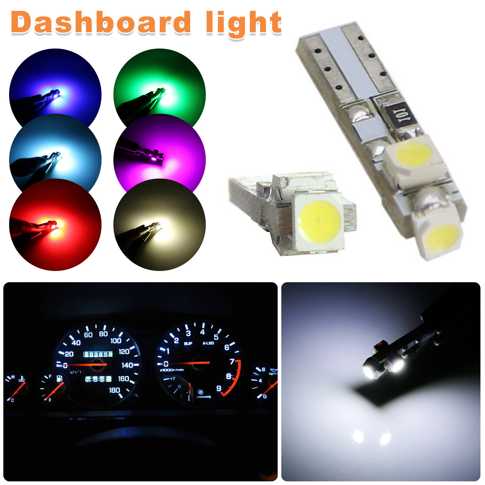 5-20pcs T5 LED Bulb Instrument Cluster Panel Gauge Dash Light 18 37 70 73 74