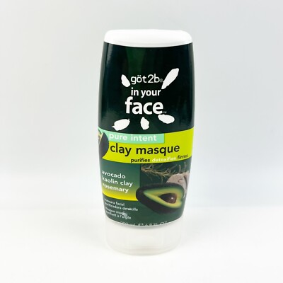 NEW Got2be In Your Face Pure Intent Clay Masque Mask Avocado Kaolin Clay 6.8 oz