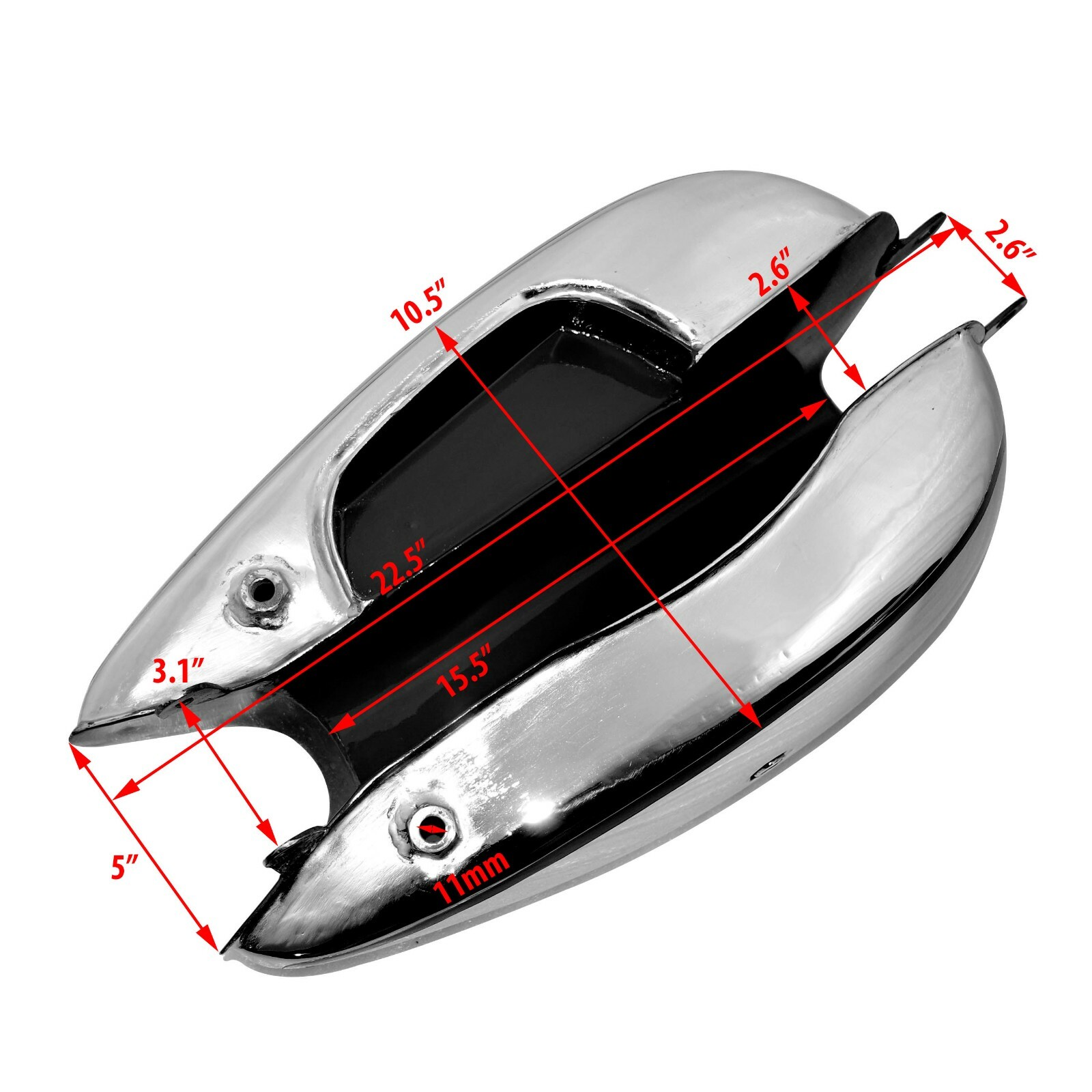 New Horex Regina Petrol Gas Fuel Tank Steel Chrome & Black Small Version 