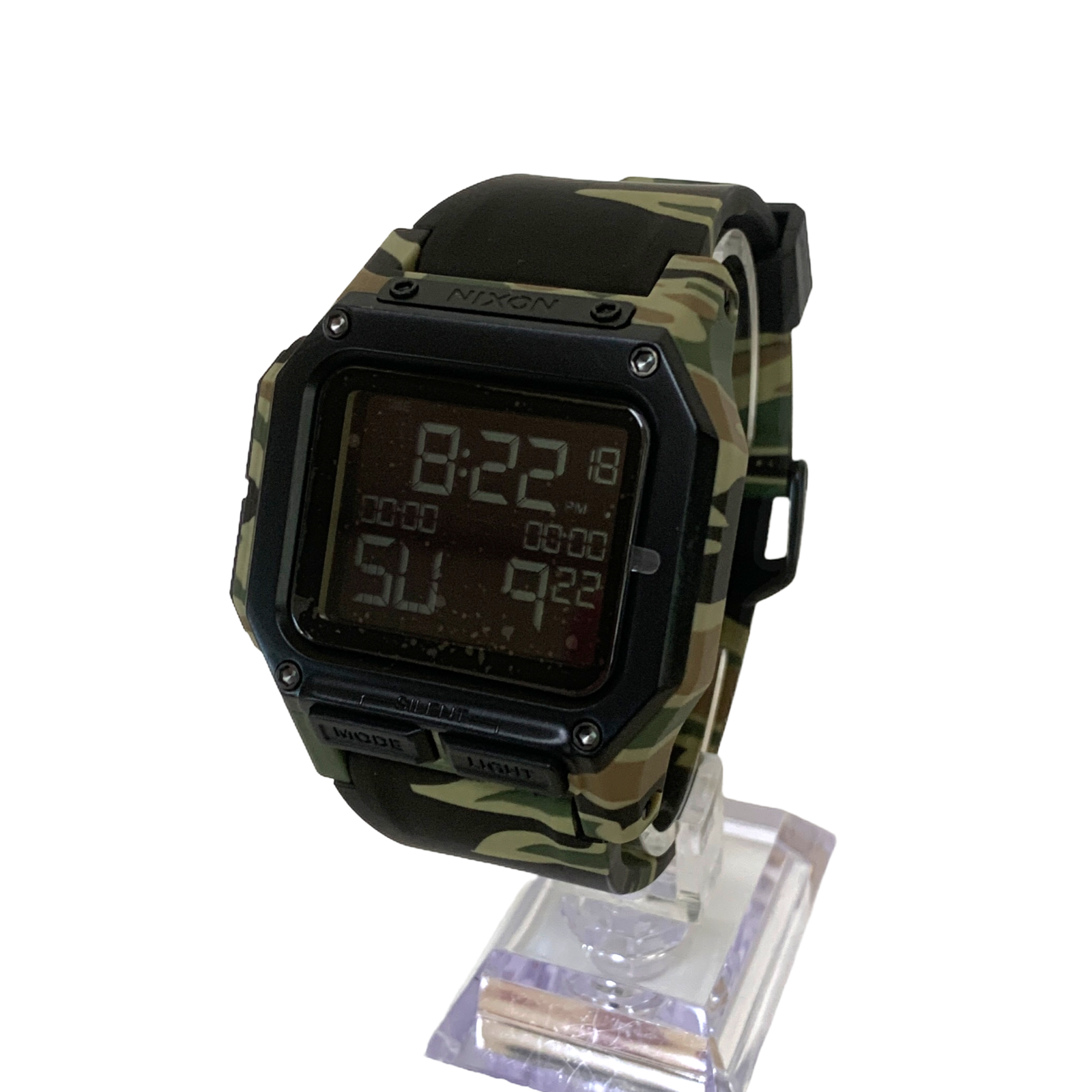 Pre-owned Nixon Regulus Men's Digital Watch Qz Military Camouflage Resin Silicone Band