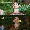 WONDHOME Solar Rabbit Garden Statues Outdoor Bunny Decor Resin Bunny Figurine Holding Mushroom with LED Lights for Porch Patio Lawn Yard Christmas Birthday Housewarming Gardening Gifts for Mom Grandma