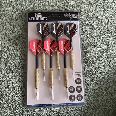 Nip! Franklin Sports Steel Tip Darts Brass Steel 6 Pack Black & Red 18G