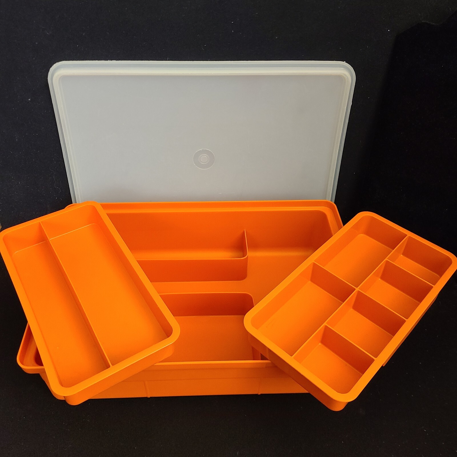90s vintage 古着 2B 2tuck set up orange Vintage Tupperware TupperCraft 1421 Sewing Kit Craft Tackle