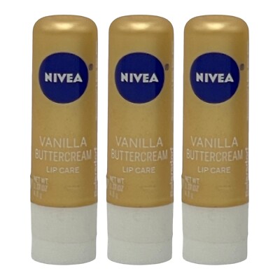 3 Pack Nivea Vanilla Buttercream Lip Care 0.17 oz Discontinued Formula SEALED