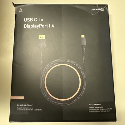 6FT 8K DisplayPort 1.4 M to USB TYPE C M Cable (Bi-directional) 8K@60Hz