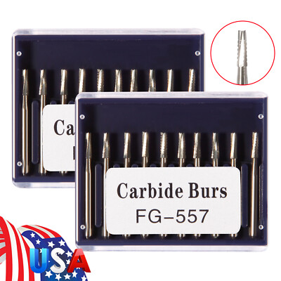 10-100PCS Dental Tungsten Carbide Steel Burs FG-557 for High Speed Handpiece