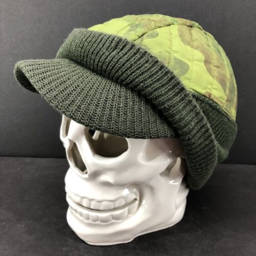Vtg Camo Hunting Brimmed Ear Flap Mens Hat Warm Insulated Wint...
