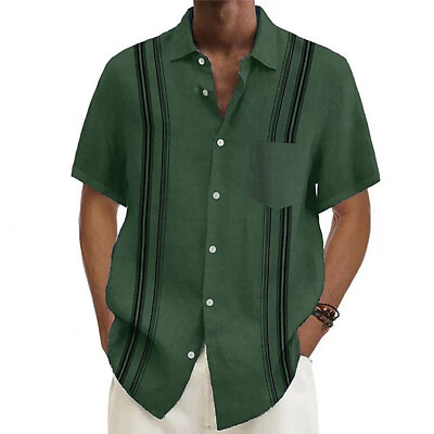 Casual Button Down Shirts Short Sleeve Wrinkle-Free Summer Beach Wear For Men
