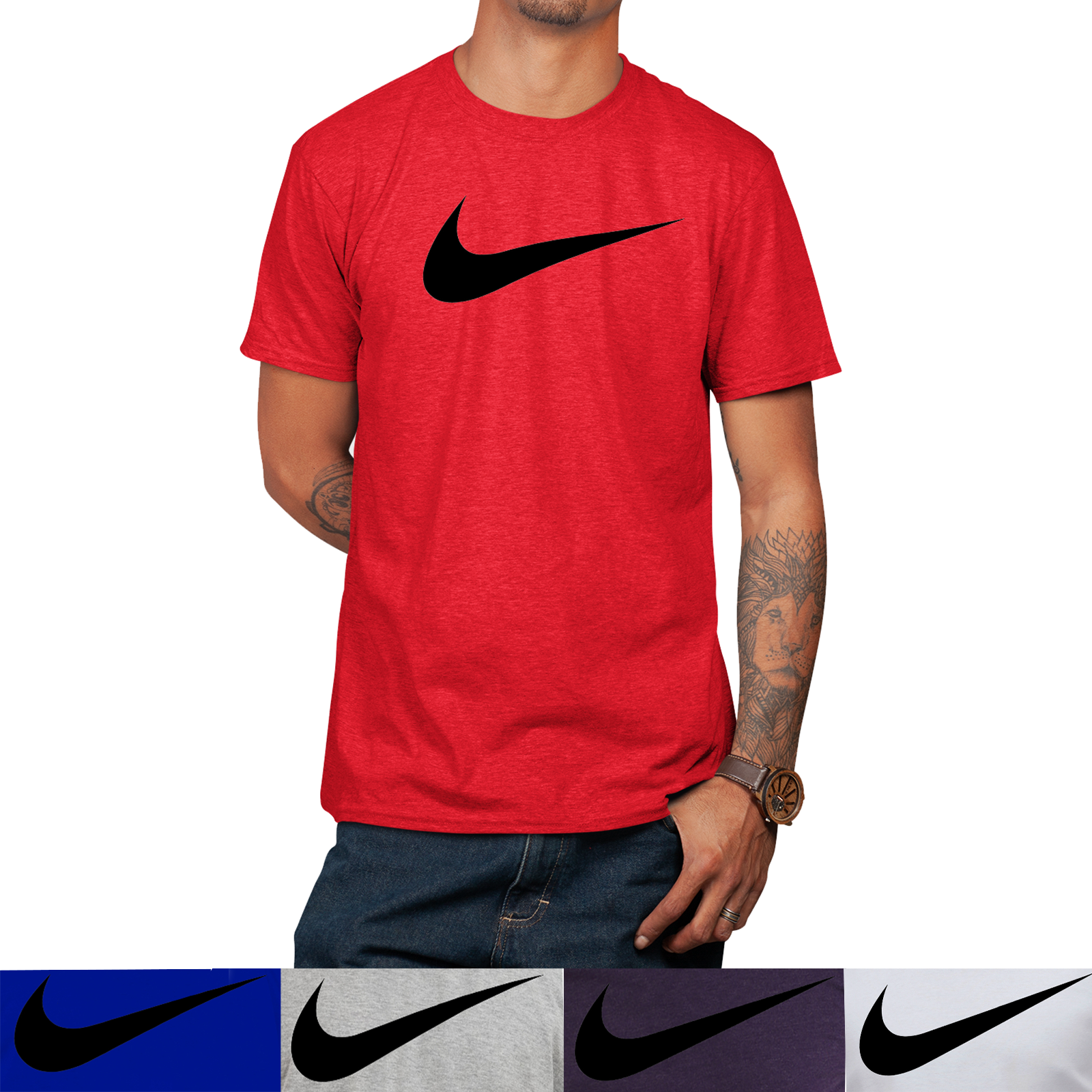 purple and blue nike shirt