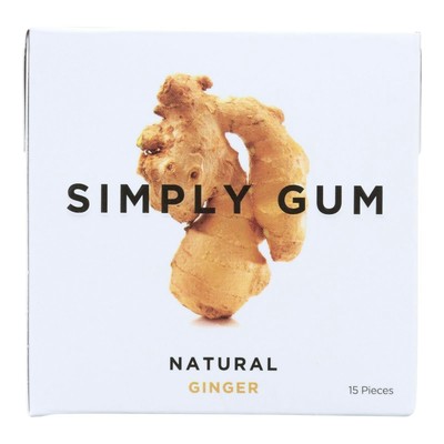 Simplygum Gum Ginger Natural 15 Pieces (Pack Of 12)
