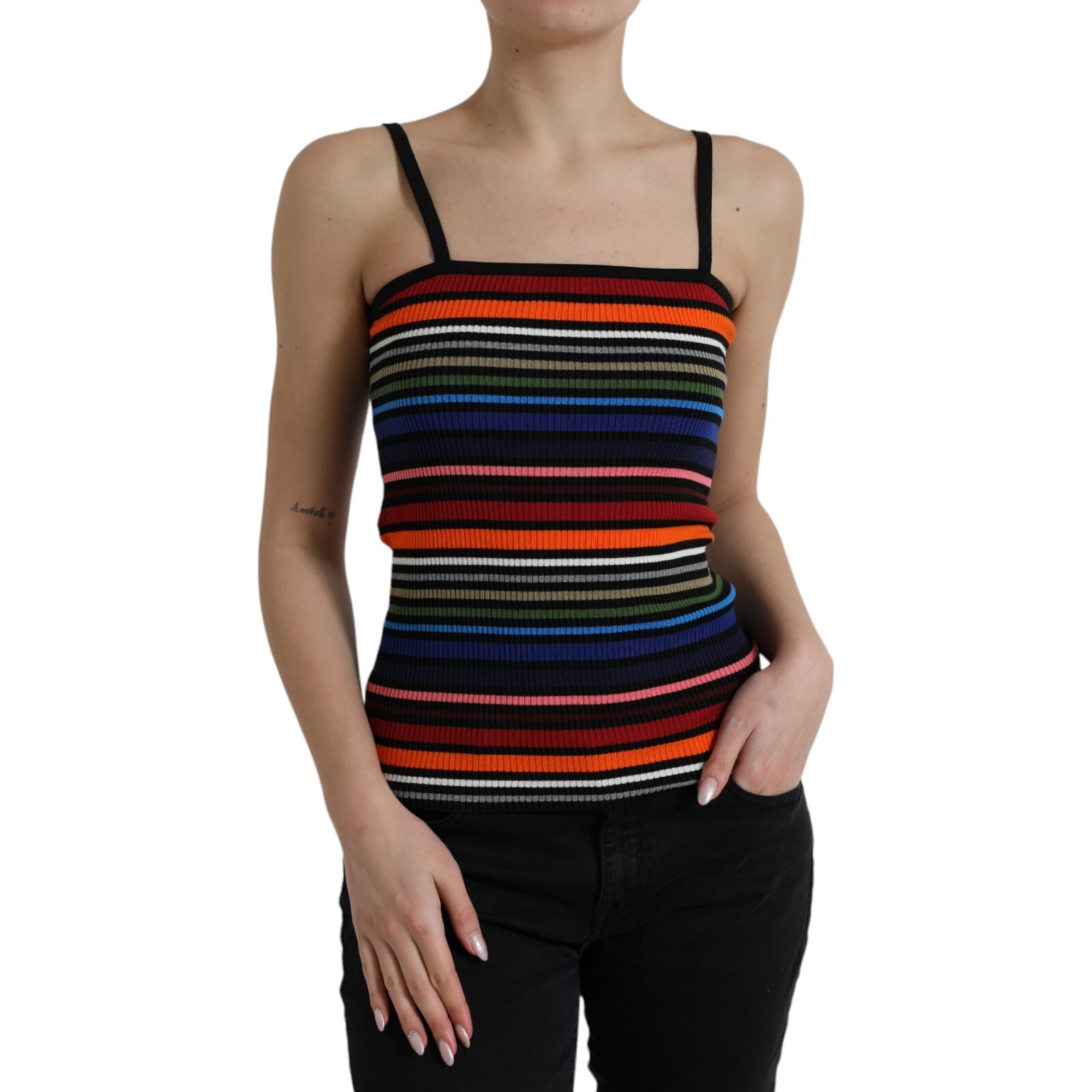 福袋 オンライン DOLCE & Strap Spaghetti Stripes Multicolor Tank Top GABBANA トップス