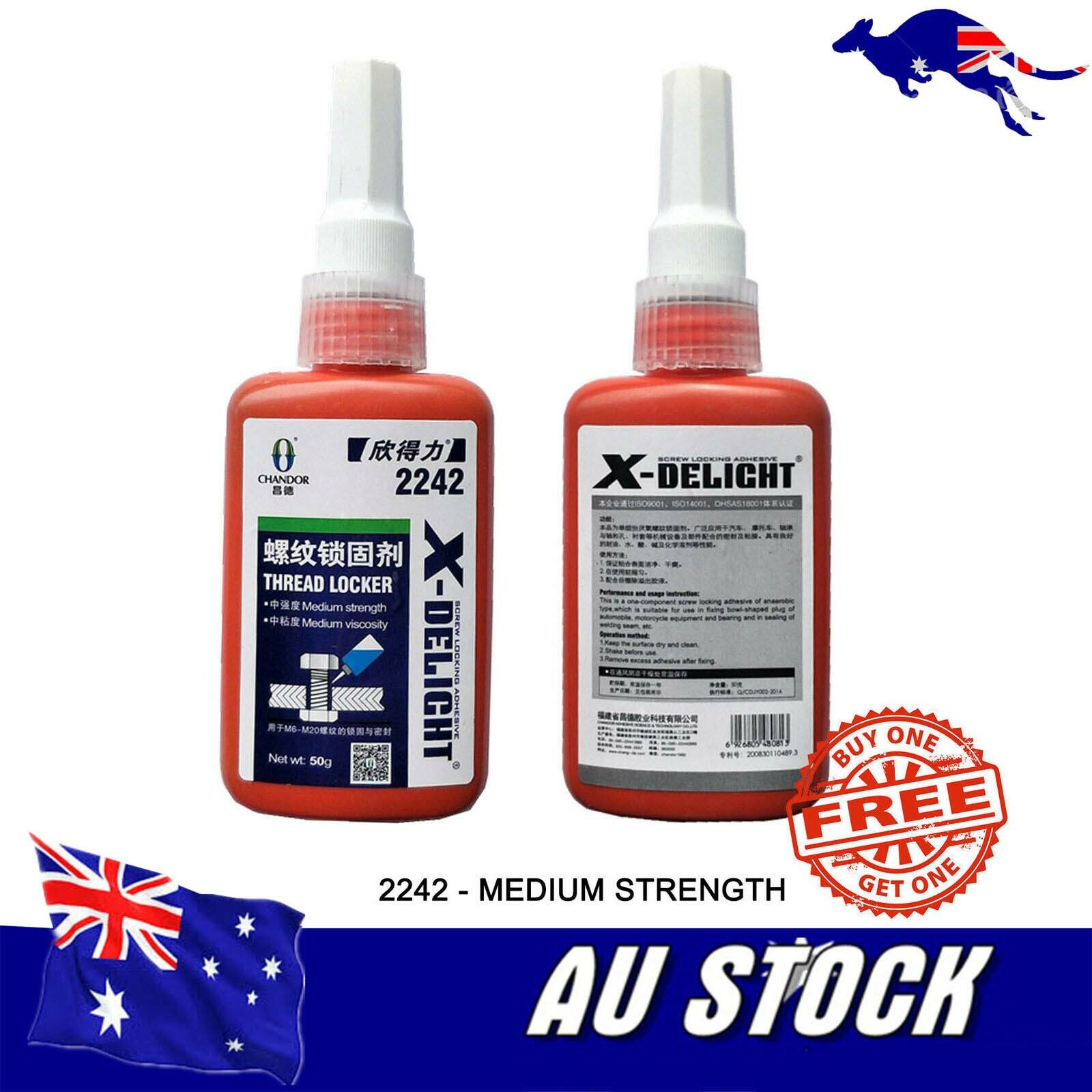 2x Thread Locker Threadlocker Threadlock BLUE Adhesive Glue Medium