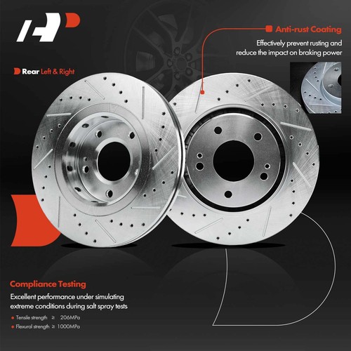 12x Front & Rear Drilled Brake Rotor & Brake Pad for Mitsubishi Lancer 2009-2015