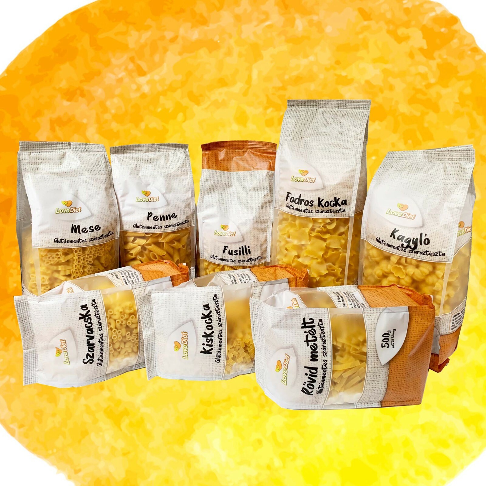 LoveDiet Maisnudeln Kennenlernpaket 8erPack(8x500g) Glutenfrei / Vegan 