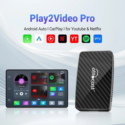 Ottocast Play2Video Pro AIBOX Car TV Streamer w/Wireless Carplay & Android Auto