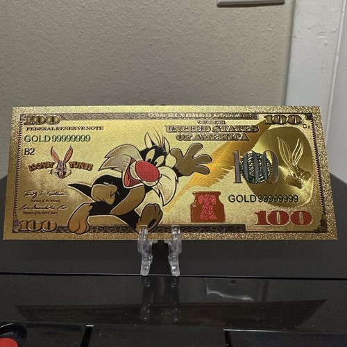24k Gold Foil Plated Sylvester Looney Tunes Banknote 24k Gold Foil Plated Sylvester Looney Tunes Banknote