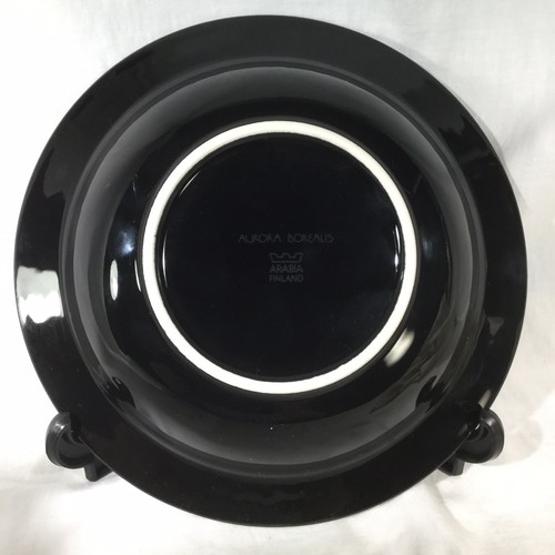 Arabia Finland Aurora Borealis Rimmed Soup Bowl 8” Black Cereal MCM