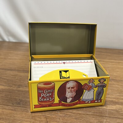 Vintage Recipe Box 1986 Van Camp's Pork and Beans Tin Farmhouse Retro Decor