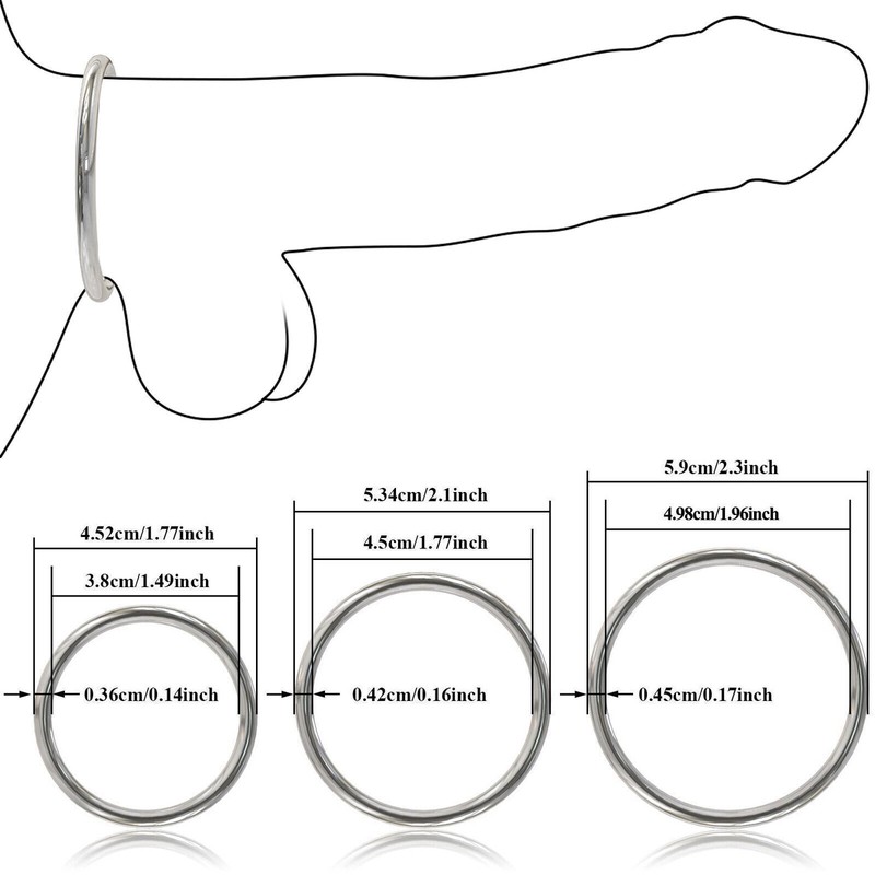 Metal Stainless Steel Penis/Cock Sex Ring Delay Ejaculation Erection Aid Men Toy