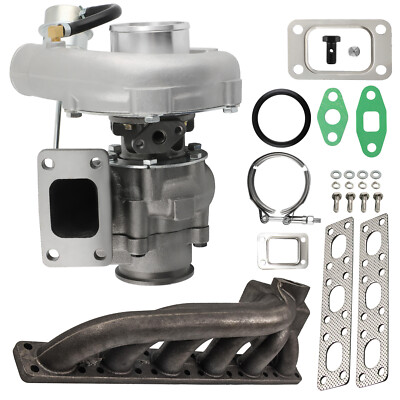 T3 Turbocharger T04E Turbo A/R .50 Turbine 0.63 V-band&Turbo Manifold for BMW