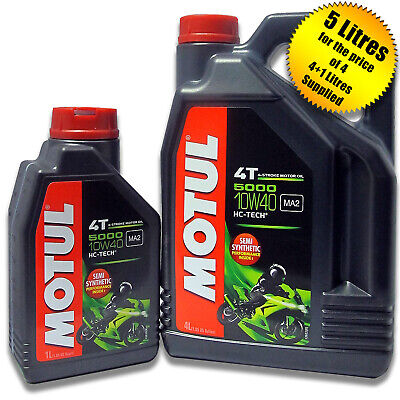 Motul 5000 4T Semi Synthetic 4 Stroke 10W40 Motorcycle / Bike Engine Oil 5 Litre