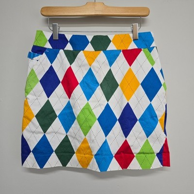 Royal & Awesome Argyle Golf Skirt Womens Size 8 Multicolor Cotton Preppy Sporty
