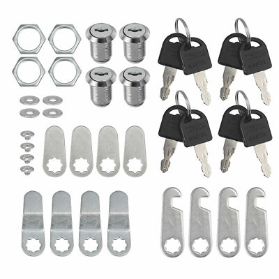 20mm Cylinder Cam Key Locks Tool Box File Cabinet Desk Drawer 4Pcs/Set w/ 8 Keys