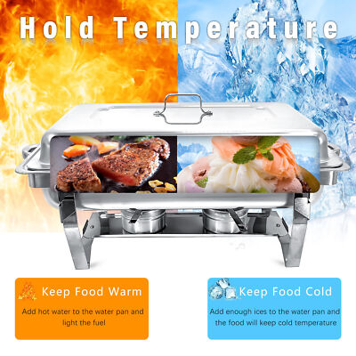 Chafing Dish Buffet Set 6 Pack 13.7 QT Stainless Steel Chafer for Catering