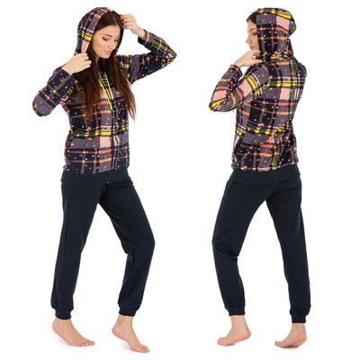 Damen Freizeitanzug Thermo STERNE Baumwolle Hausanzug Jogginganzug Schlafanzug