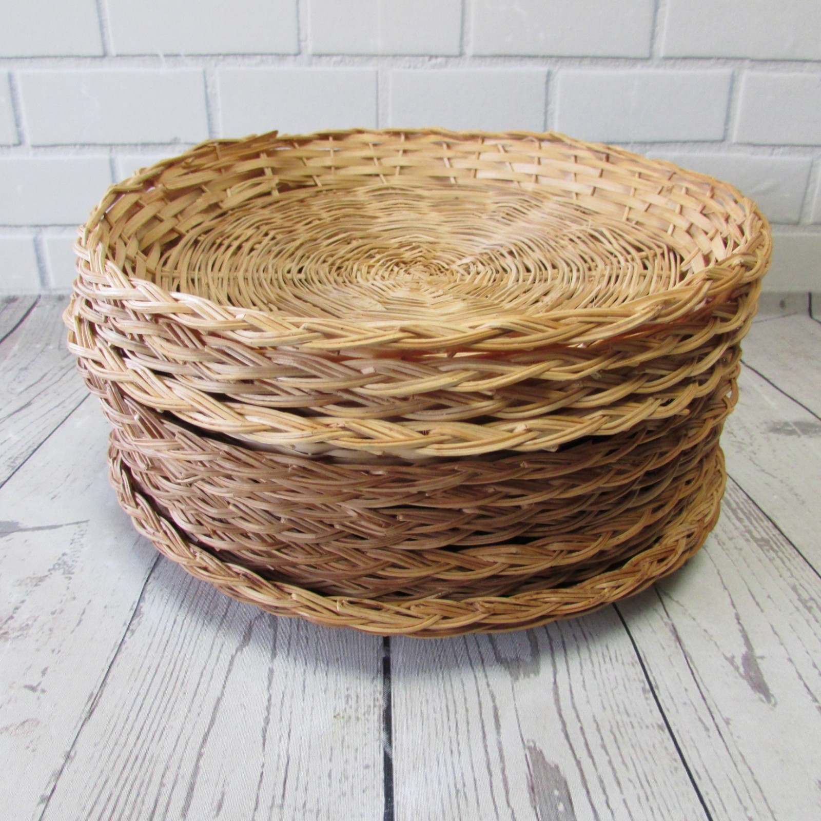 Paper Plate Holders Rattan Wicker Lot of 13 Camping Picnic BBQ Party Wall Decor