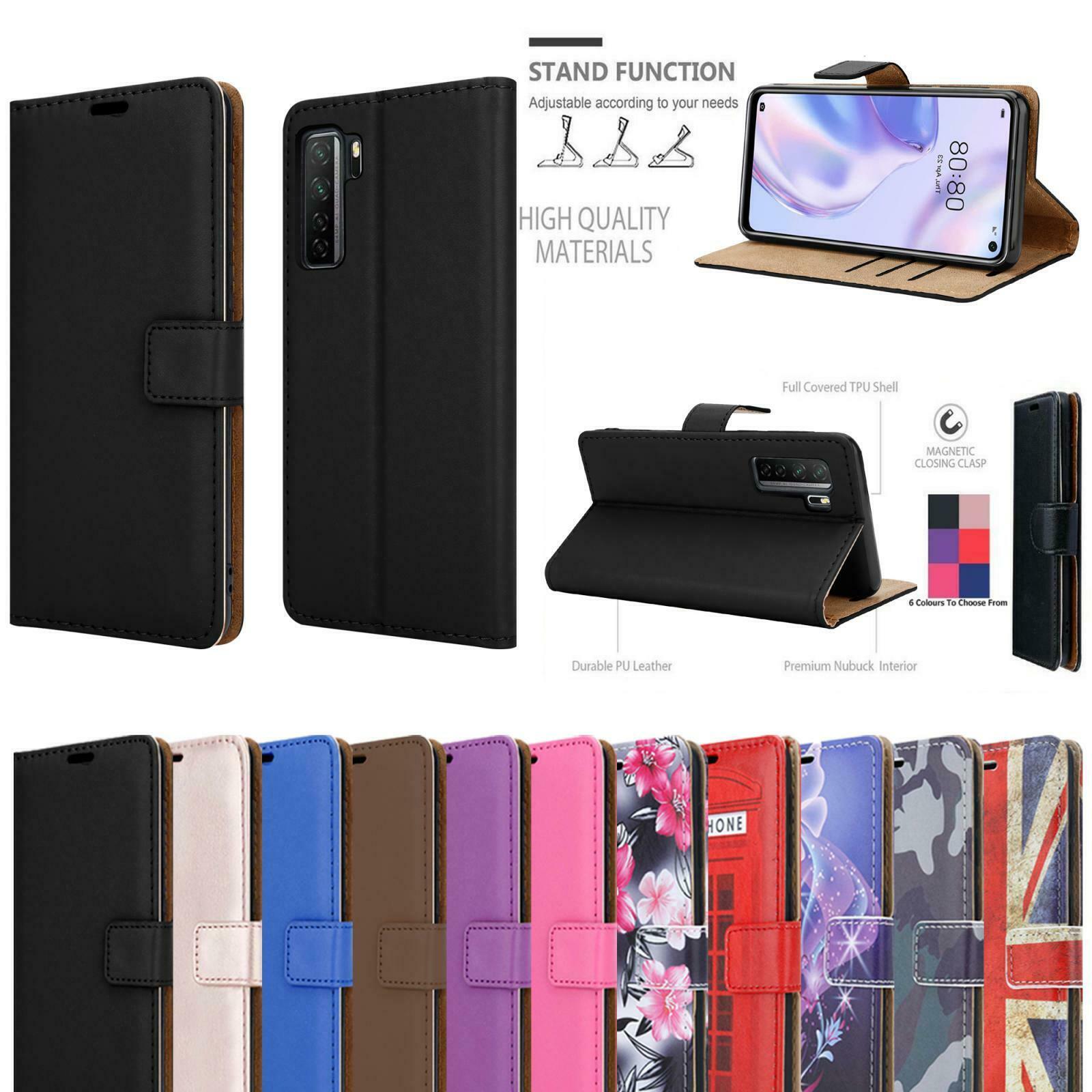 Custodia Flip Per Huawei P20 In Pelle PU Con Portafoglio E Supporto - Blu