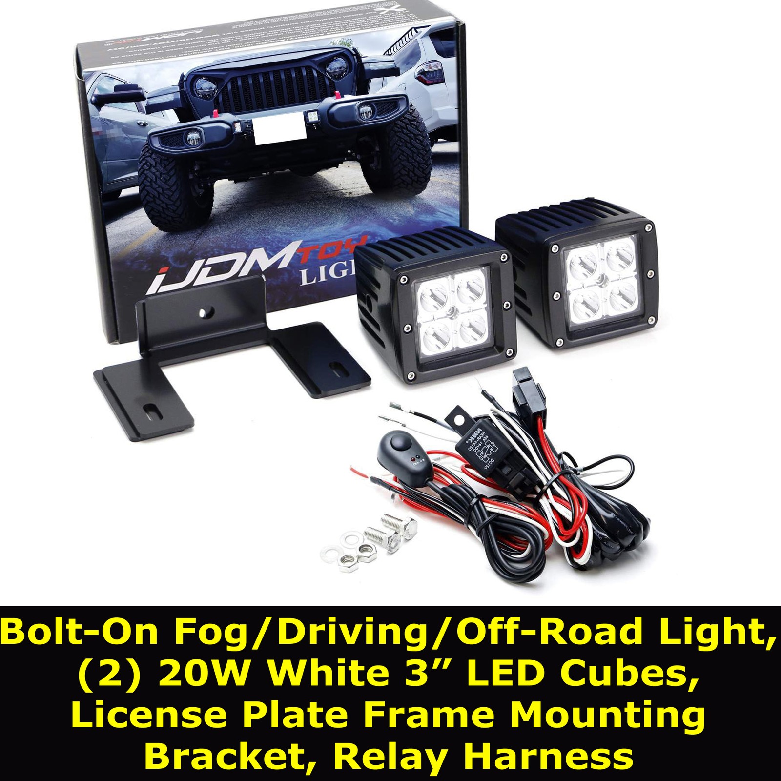 LED License Plate Frame Pod Light Kit For Truck/SUV (Universal Fit) by iJDMTOY