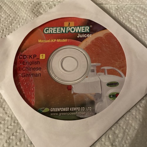 Green Power Juicer Manual DVD English, Chinese And German KP Model