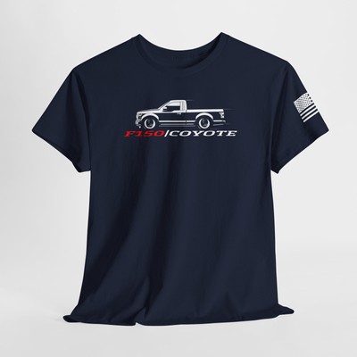 F-150 Coyote Engine T-Shirt, Patriotic Flag Sleeve, 5.0L V8, 4 Colors, S-5XL