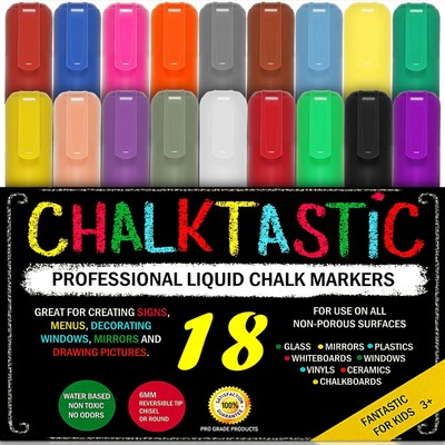 LIQUID CHALK MARKERS & Pens - By ChalkTastic MEGA 18 Pack BEST for Kids, Menu...