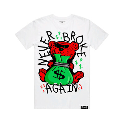 WHITE NEVER BROKE AGAIN MONEY BAG BEAR TSHIRT