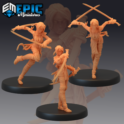 KUNOICHI, Dungeons and Dragons Miniature, Female Ninja Japanese Samurai Warrior