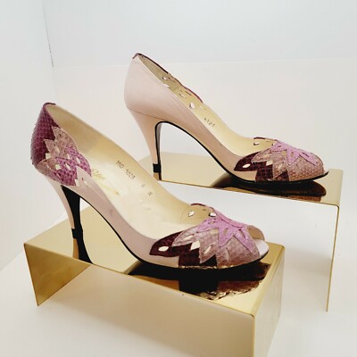 Vintage 70's/80's Rodina Ferragamo Schiavone Leather & Snakeskin Heels Size 8 N