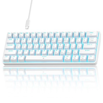 Mechanical Gaming Keyboard 60 Percent Red Switch Wired White