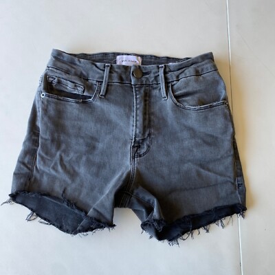 Frame Shorts Womens 27 Black Le Frame Mini Cut Off  Frayed Hem Distressed 25x3