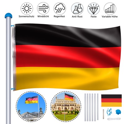 Fahnenmast Alu Teleskop 6,5m Fahnenstange Deutschlandfahne Flaggenmast Mast DHL
