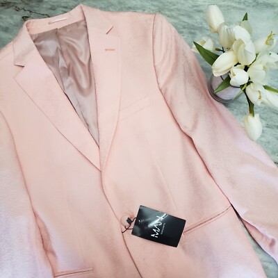 NWT Formal Jacket Size40Slim  Unisex Pink Floral Brocade Wedding Homecoming Prom