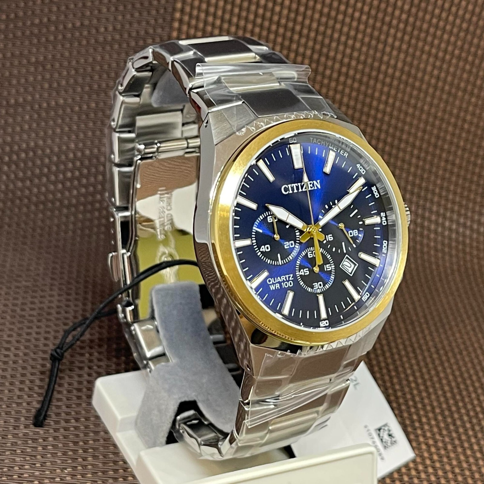 Pre-owned Citizen An8176-52l Quartz Chronograph Blue Analog Gold Tone Men's Casual Watch