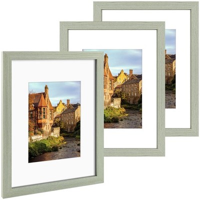 3 Pack 9x12 Light Grey Photo Picture Frame Fits 6x8 Mat Wall Tabletop Gallery