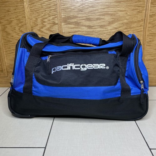 Wheeled Rolling Duffel Bag Durable Design Telescoping Handle Blue