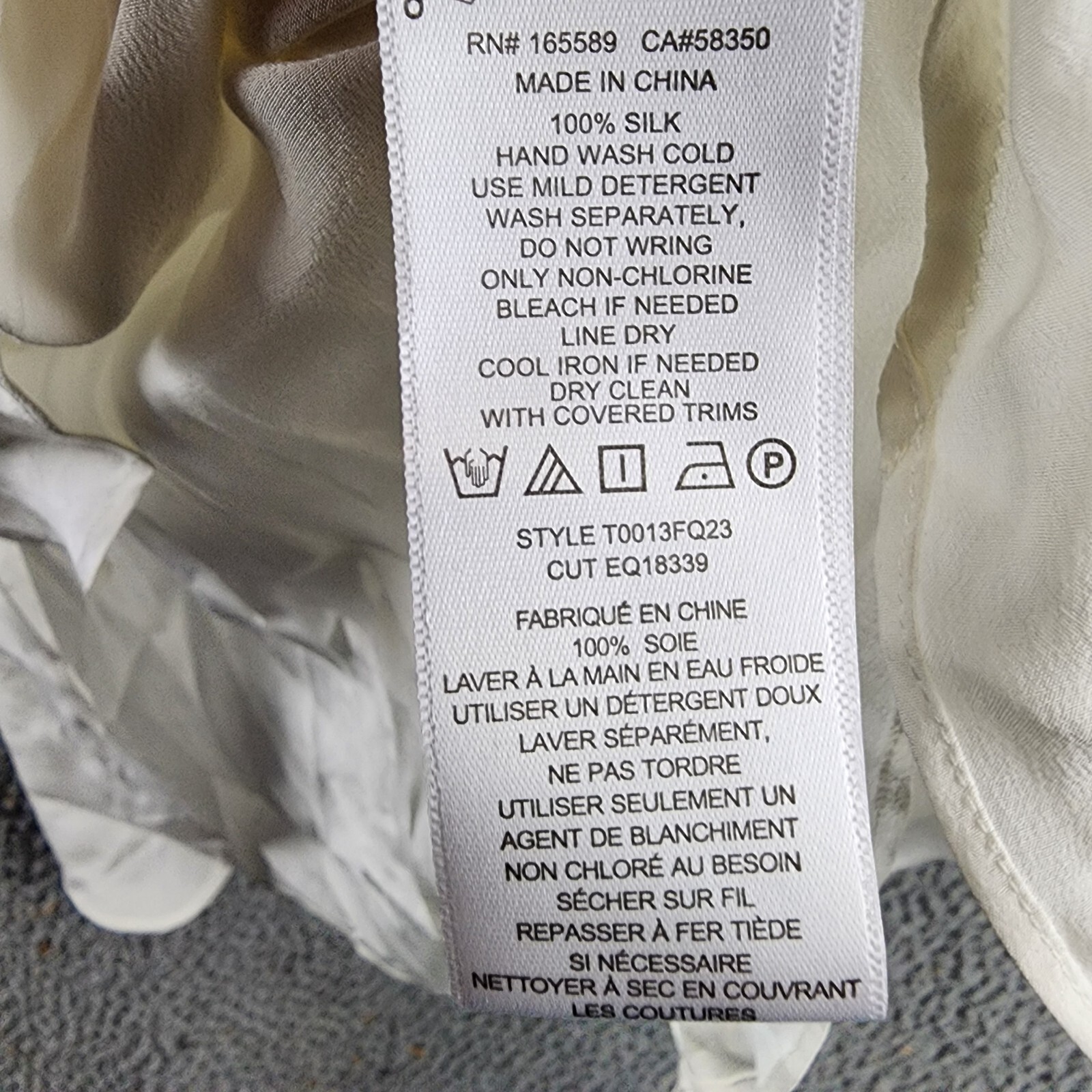 Equipment Femme Willow Silk Top Women's XS Nature White Adjustable Strap - Picture 12 of 15