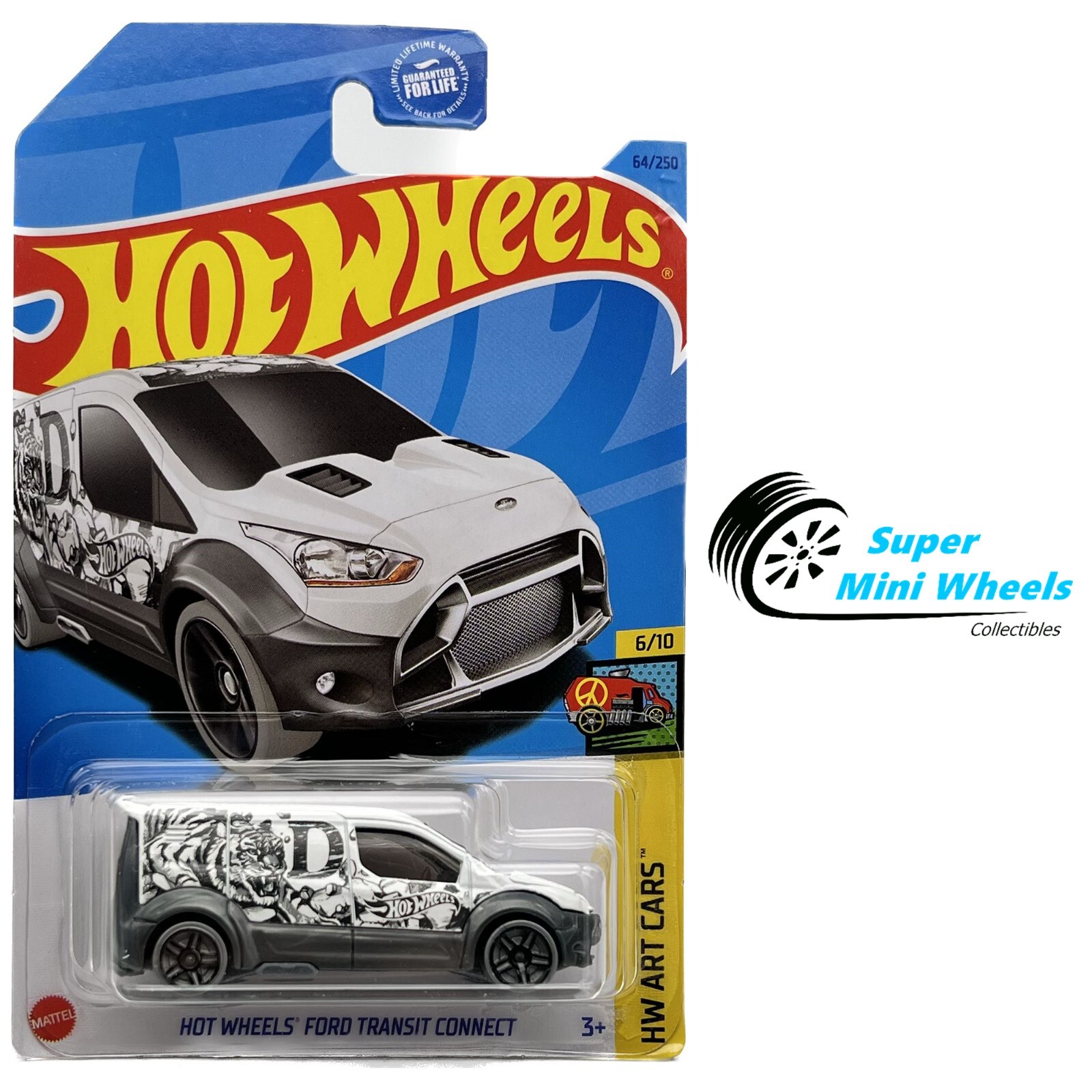 Hot Wheels Ford Transit Connect – Silber, 1/64, Sammlerauto In KLAS Schutzfolie, Kurz Karte