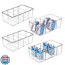 Vtopmart 4 Pack Food Storage Organizer Bins, Clear Plastic Bins for Pantry, Kitchen, Fridge, Cabinet Organization and Storage, 4 Compartment Holder Packets, Snacks, Pouches, Spice Packets